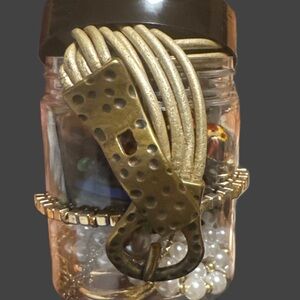 Multi-Strand Gold-Tone Leather Wrap Bracelet - Women Jewelry Bracelets